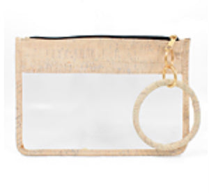 Cork Clear Pouch Keychain-Ivory