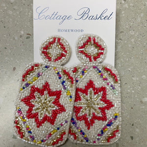 Multi color beaded felt earrings