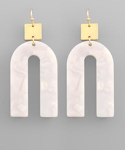 White Acrylic Arch Earrings