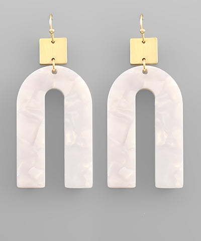 White Acrylic Arch Earrings