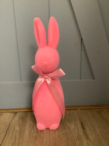 Bright Pink 16” Flocked Bunny