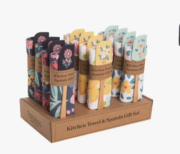 Yellow Floral Kitchen Towel and Spatula Set