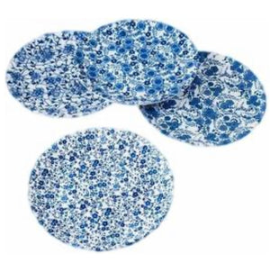 Blue melamine floral plates set