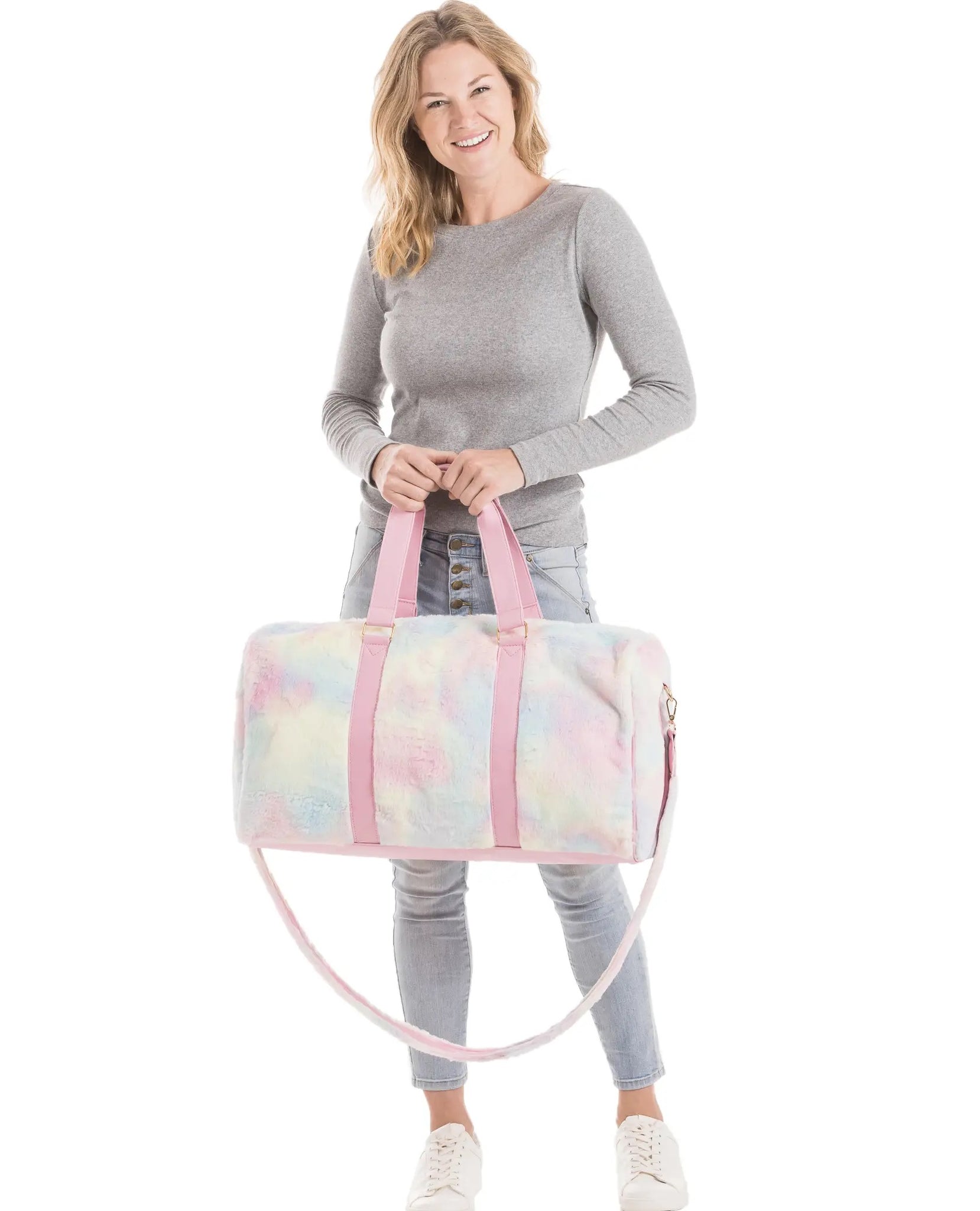 Tie Dye Faux Fur Weekender Bag