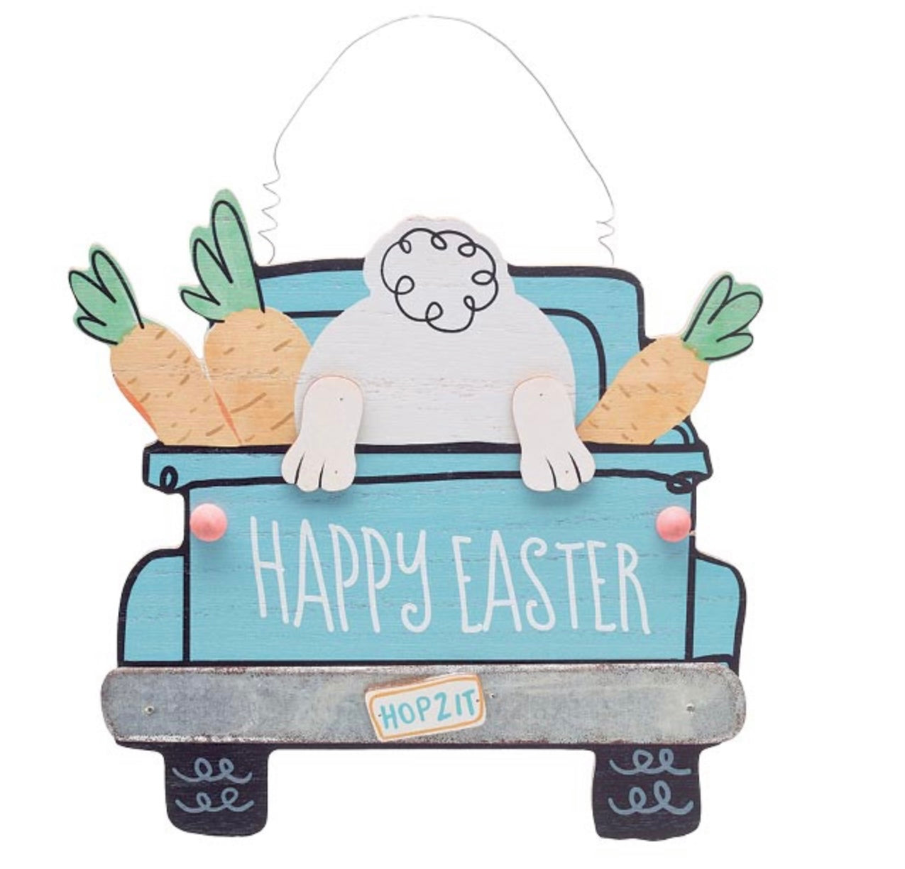 Easter Bunny Climbing Into Truck Wallhanging