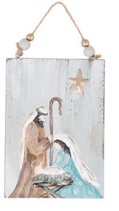Mary/Joseph/Baby Jesus Wooden Painted Ornament