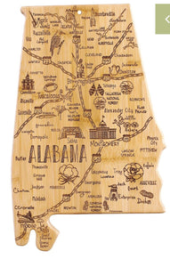 Alabama State Shape with Cities Cutting Board