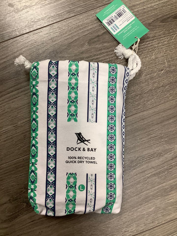 Dock and Bay Recycled Towel- Navy and Green