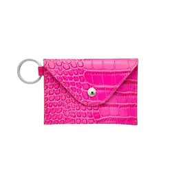 Oventure Pink Topaz Croc Leather Mini Envelope Wallet