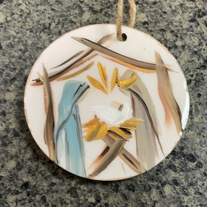 Nativity round painted ornament