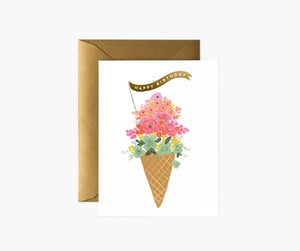 Ice Cream Flowers Birthday Card