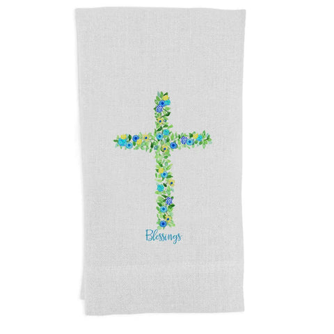 Blessings Floral Cross Tea Towel