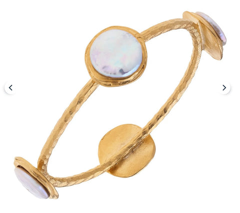 Susan Shaw Gold Bangle with Freshwater Pearl Stones
