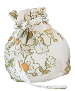 Drawstring Jewelry Pouch-Sage and Orange Floral