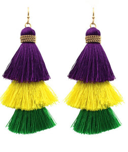 Purple/Yellow/Green Tassel Earrings