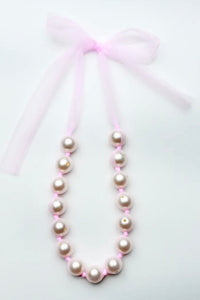 Pink Mesh Pearl Necklace