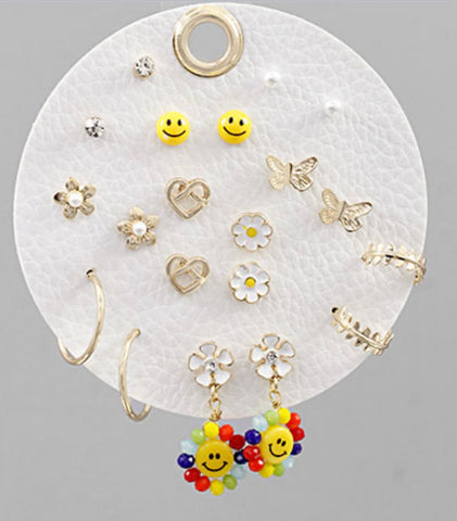 Set of 10 Little Girl Stud Earrings