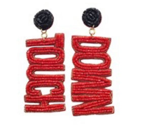 Red/Black Beaded Touch Down Earrings