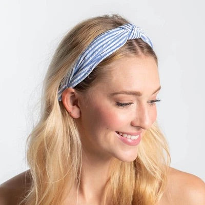 Seersucker headband blue