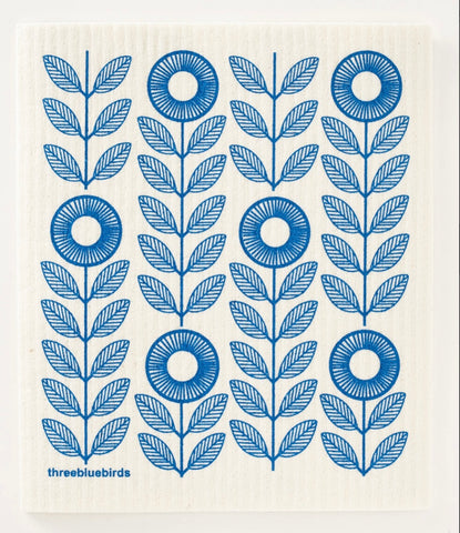 Blue Sunflower Swedish Dishcloth