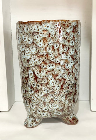 Tall Brown and Blue Flower Vase