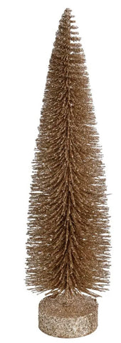 Tall Gold Glitter Bottle Brush Christmas Tree (16”)