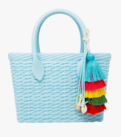 Small Light Blue Jelly Weave Tote