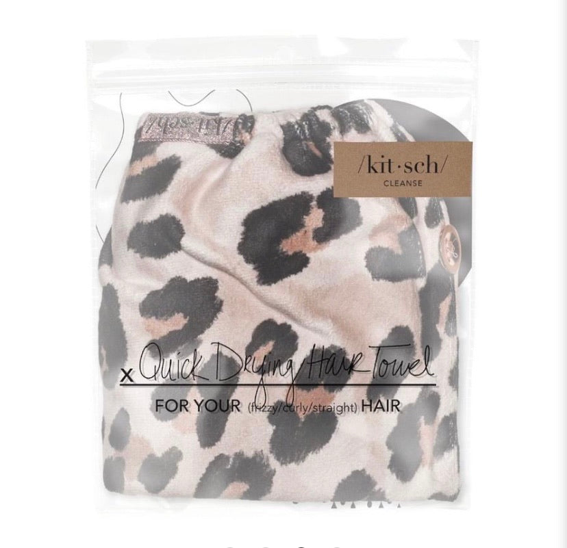 Leopard quick drying hair towel