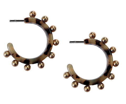 Tortoise Gold Stud Hoop Earrings