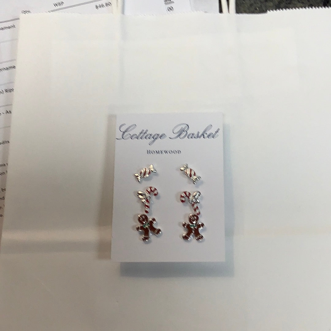 Peppermint Candy Cane Gingerbread 3-Pack studs