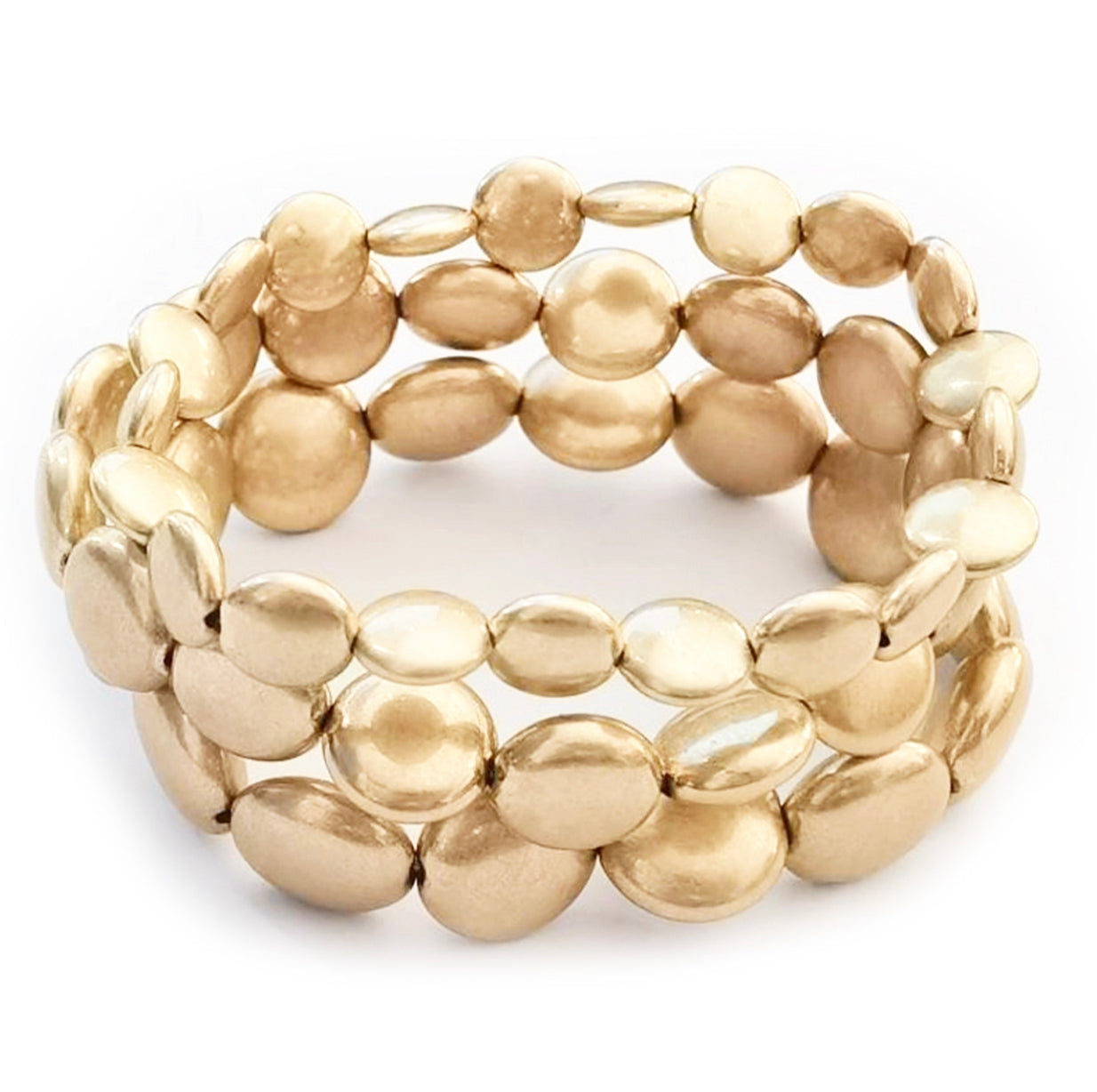 Worn Gold Stretch Coin Bracelet Set