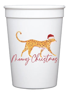 Meowy Christmas Leopard Plastic Cups (Set of 6)