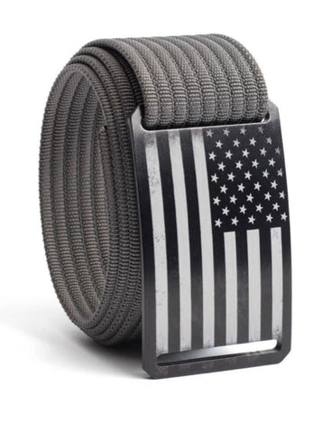 Grip6 Men’s USA Black Flag Belt (Charcoal Gray Strap)