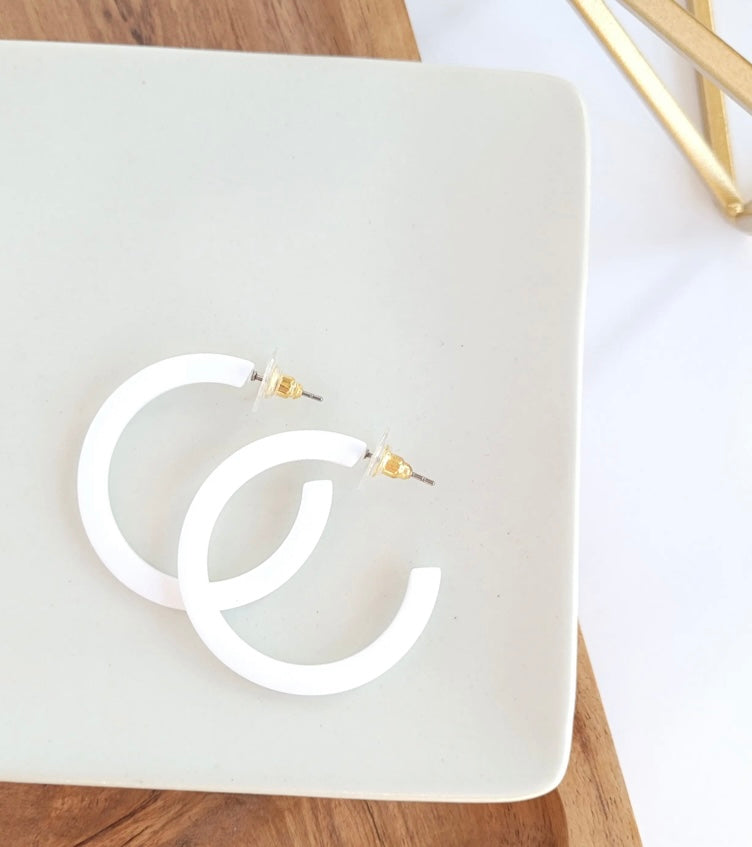 White Acrylic Hoop Earrings