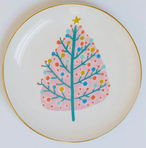 Pink Christmas Tree Appetizer Plate