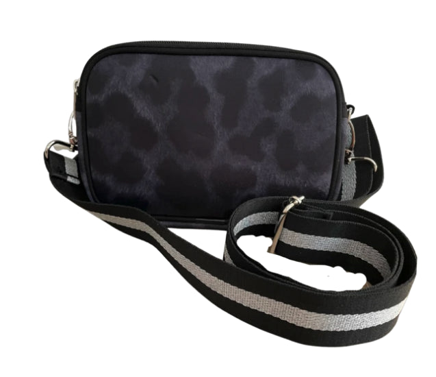 Neoprene Dual Zipper Belt/Crossbody Black Leopard