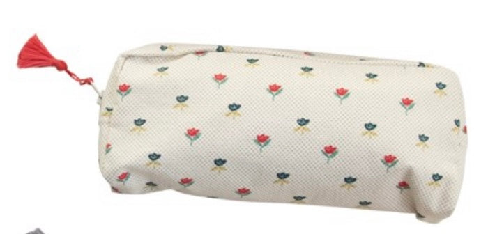 Makeup Pouch-White with Mini Flowers