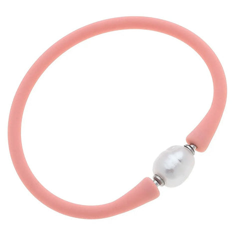 Bali Pearl Silicone Bracelet-Light Pink