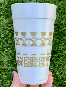 Merry Nutcrackers in Gold Styrofoam Cups ( Set of 10)