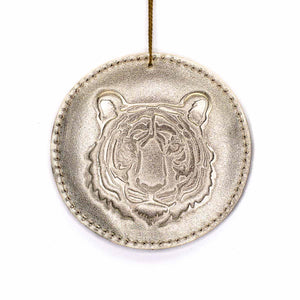 Go Get Em Tiger Leather Embossed Ornament