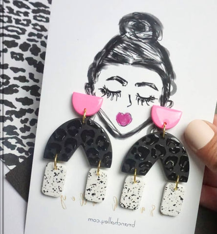 Pink/black earrings