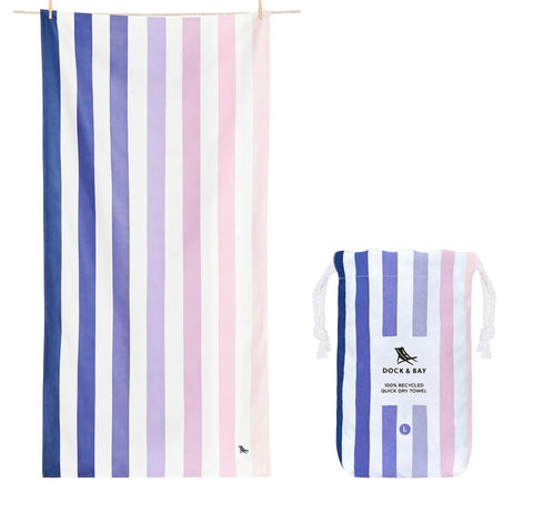 Dock and Bay Dusk to Dawn Purple/Pink Stripe Large Beach Towel
