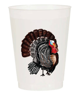 Frosted Plastic Thanksgiving Turkey Cups (set of 10)