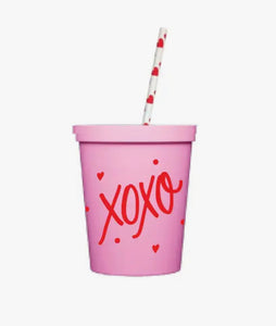 XOXO plastic pink kid cup set