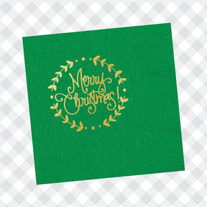 Green Merry Christmas Napkins