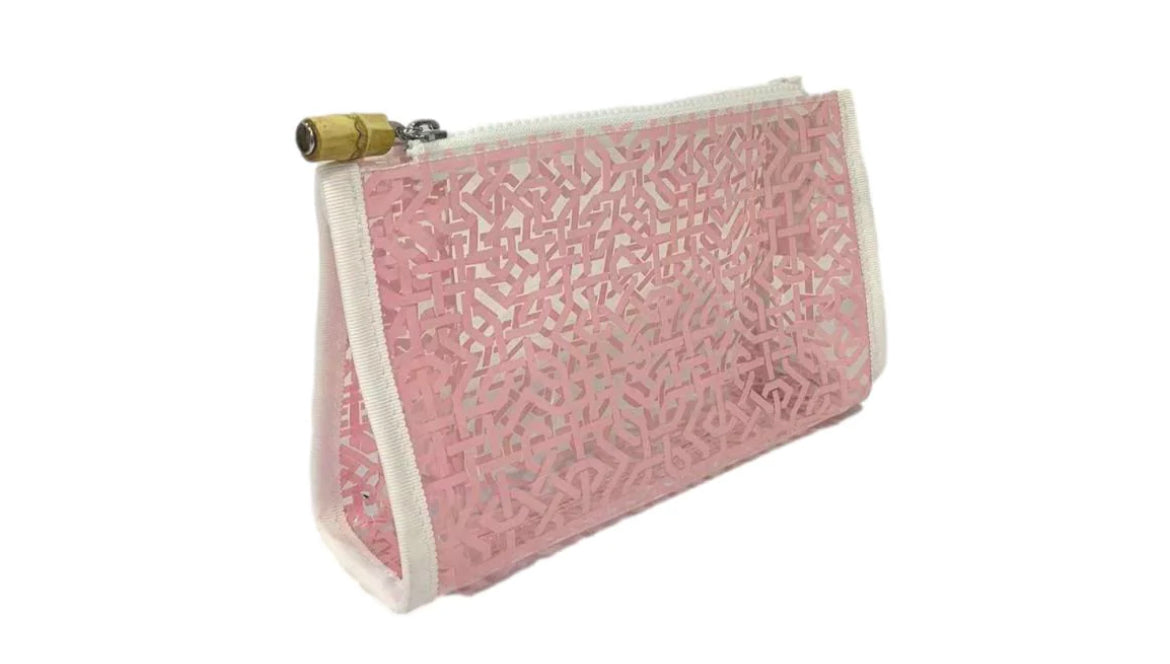 Trvl pink lattice pouch- clear