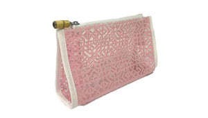 Trvl pink lattice pouch- clear