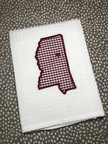 Mississippi State Appliqué Tea Towel