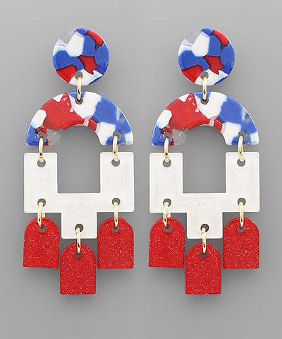 Geometric Red Multi Earrings