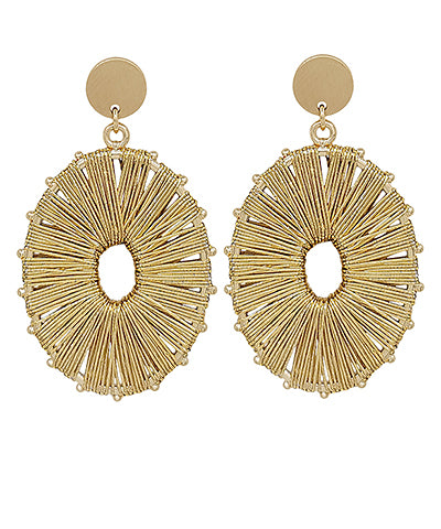Gold Threaded Oval Earrings